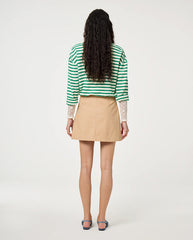 Celina Top - White/Green Stripe