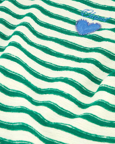 Celina Top - White/Green Stripe