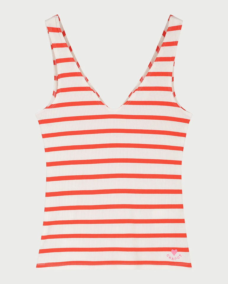 Lena Vest - Cosy White/Tangerine