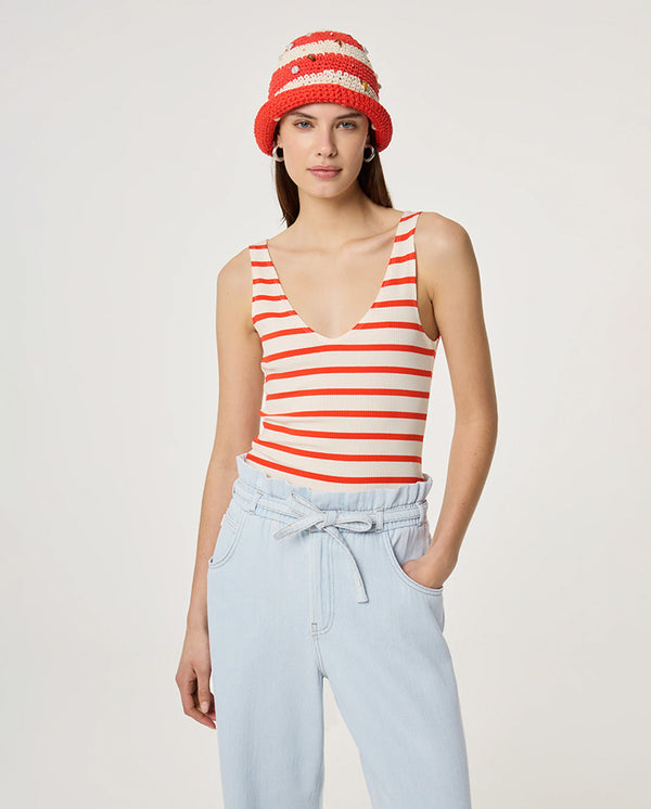 Lena Vest - Cosy White/Tangerine