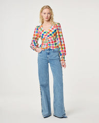 Madeleine Top - Cosy white / Solar Check