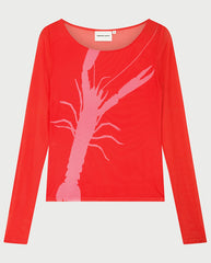 Siona Mesh Top - Red/Pink