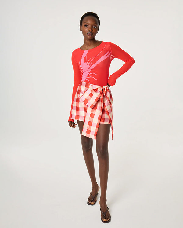 Siona Mesh Top - Red/Pink