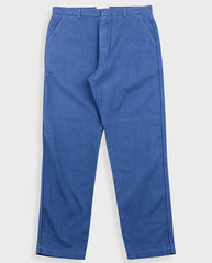 COTTON LINEN TROUSER  - WOAD