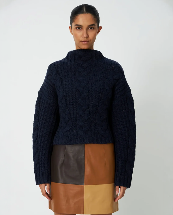 Cable Sweater - Navy