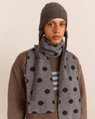 Cashmere Mix Turn Up Tie Beanie - Charcoal