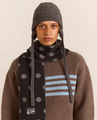 Cashmere Mix Turn Up Tie Beanie - Charcoal