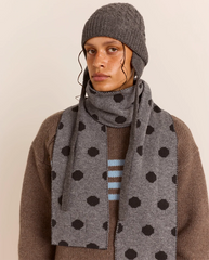Cashmere Mix Turn Up Tie Beanie - Charcoal