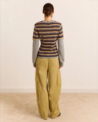 Clara Double Sleeve Merino Wool Jumper - Stripe