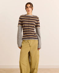 Clara Double Sleeve Merino Wool Jumper - Stripe