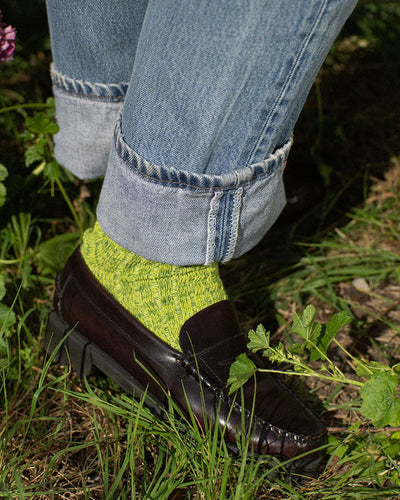 Melange Blend Socks - Fluo Green