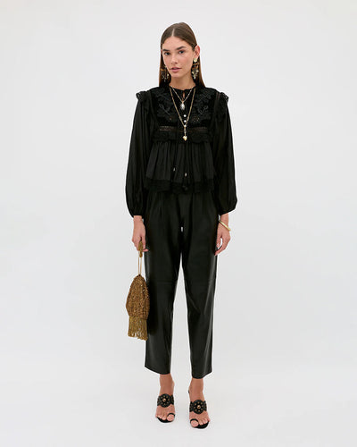 Diann Top Lilly Embroidery - Black