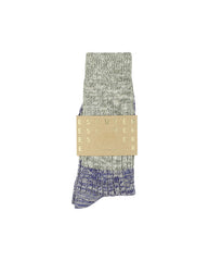 Melange Blend Block Socks - Light Grey / Bright Blue