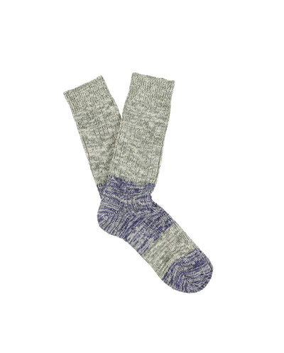 Melange Blend Block Socks - Light Grey / Bright Blue