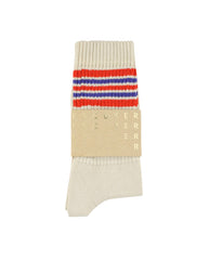 5 Stripes Crew Socks - Orange / Ecru