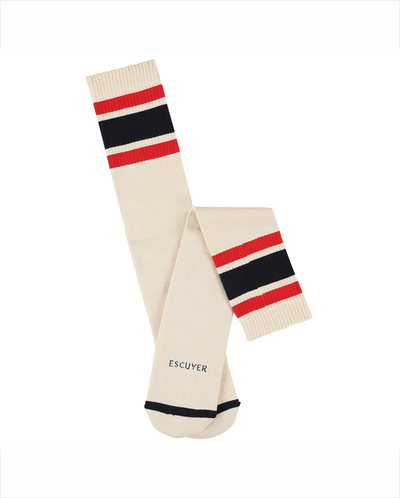 3 Stripes Tube Socks  - Ecru / Red / Blue