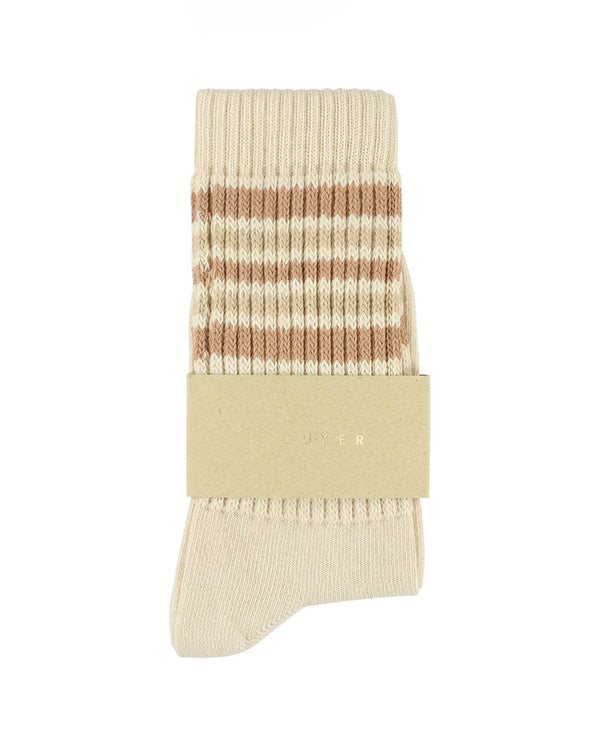 5 Stripes Socks - Bright Ecru / Pink