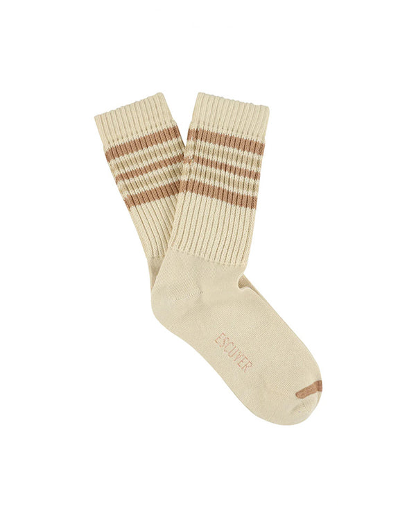5 Stripes Socks - Bright Ecru / Pink