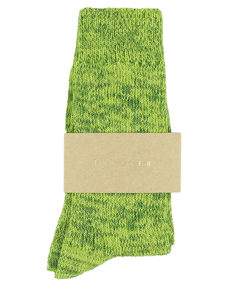Melange Blend Socks - Fluo Green