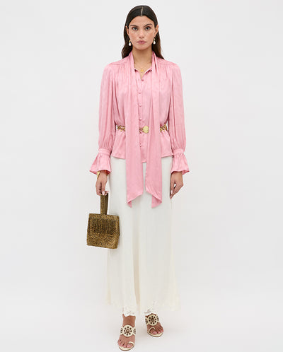 Evanora Floral Jacquard Top - Pink