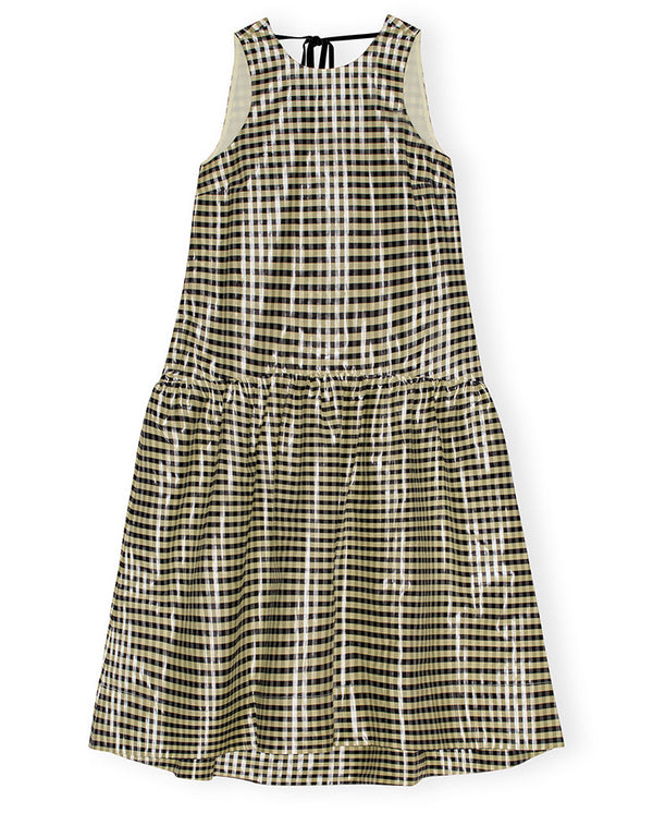 Shiny Check Jacquard dress lemon icing