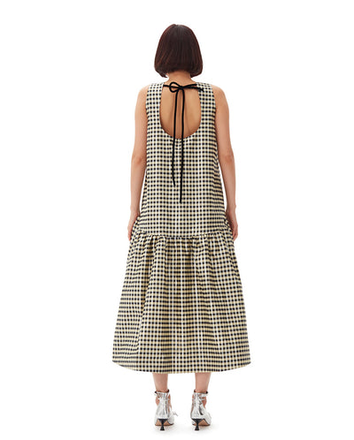 Shiny Check Jacquard dress lemon icing