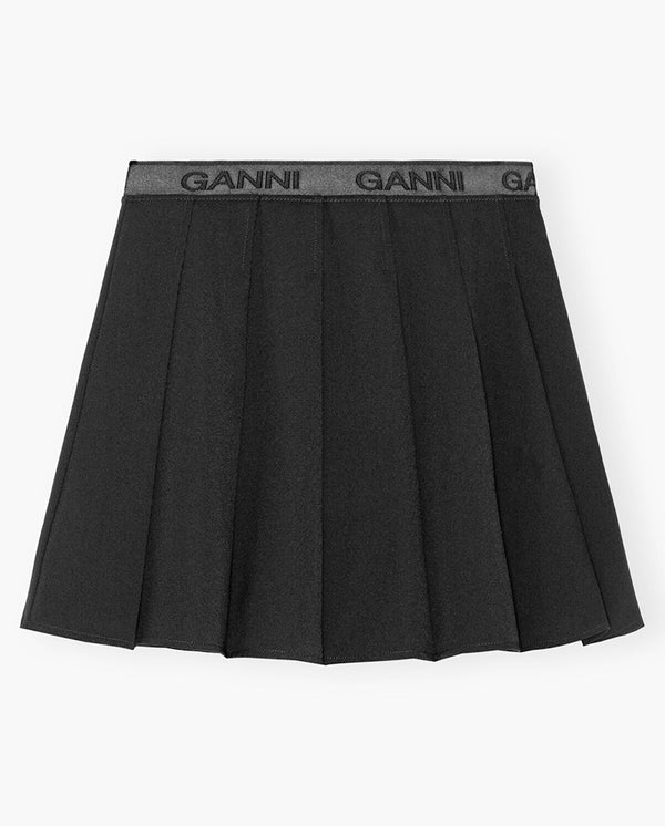 Light Twill Pleated Mini Skirt BLACK