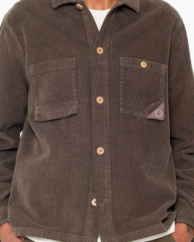 ANNIVERSARY PATCH OVERSHIRT - RICH BROWN CHUNKY CORD