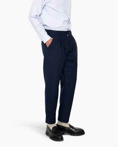ASSEMBLY SUIT TROUSER - NAVY MELANGE WOOL