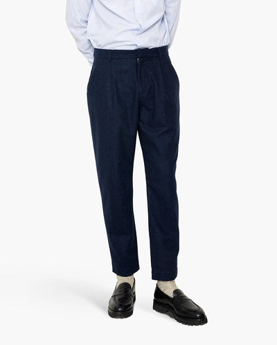 ASSEMBLY SUIT TROUSER - NAVY MELANGE WOOL