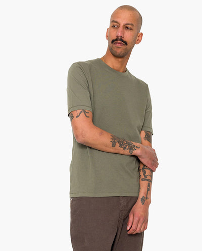 CONTRAST SLEEVE T-SHIRT - OLIVE