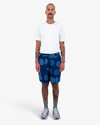 Relaxed Fit Shorts - Indigo Circle Jacquard