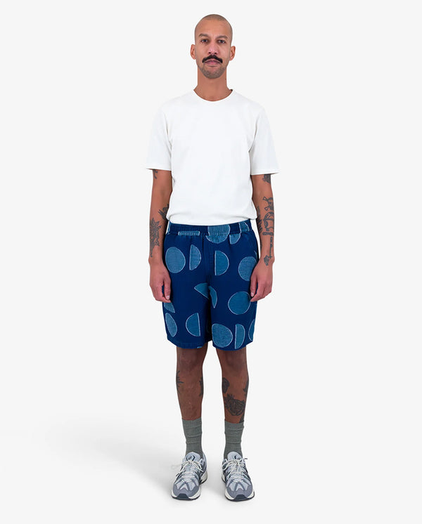 Relaxed Fit Shorts - Indigo Circle Jacquard