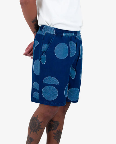 Relaxed Fit Shorts - Indigo Circle Jacquard