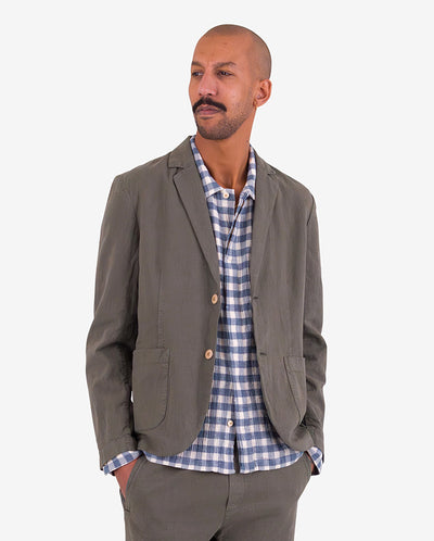 Cotton Linen Blazer Dark Sage