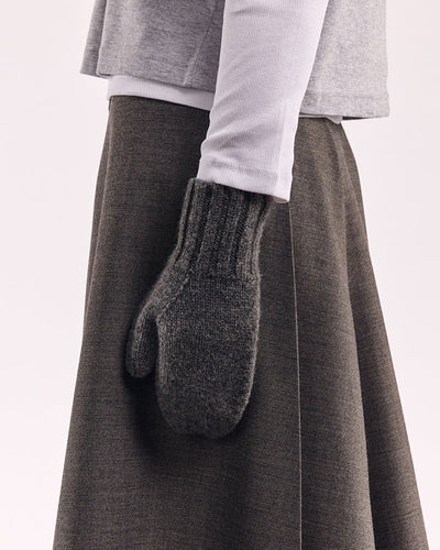 Wool Oversize Mittens - Dark Grey