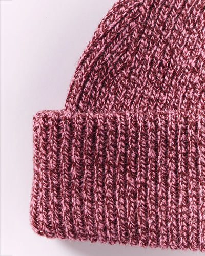 Soft Wool Chunky Beanie - Burgundy/Pink Marl