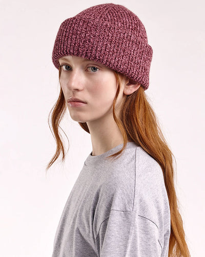 Soft Wool Chunky Beanie - Burgundy/Pink Marl