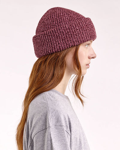 Soft Wool Chunky Beanie - Burgundy/Pink Marl