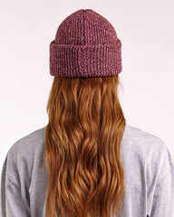 Soft Wool Chunky Beanie - Burgundy/Pink Marl