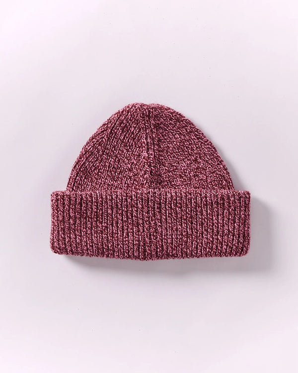 Soft Wool Chunky Beanie - Burgundy/Pink Marl