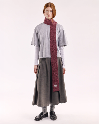 Mini Soft Wool Scarf - Burgundy/Pink Marl