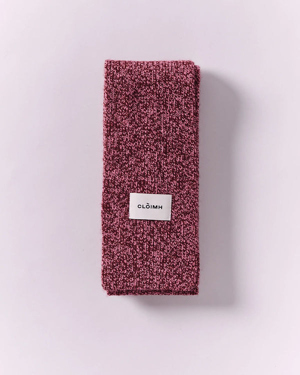 Mini Soft Wool Scarf - Burgundy/Pink Marl
