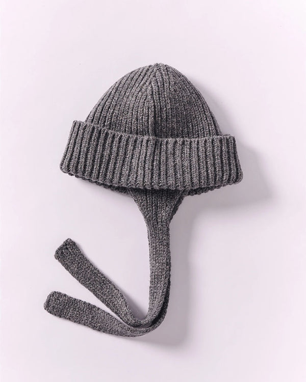 Wool Ear Flap Hat - Dark Grey