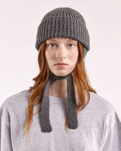 Wool Ear Flap Hat - Dark Grey