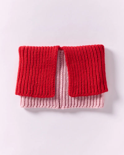 Wool Folded Neck Warmer - Red/Rose