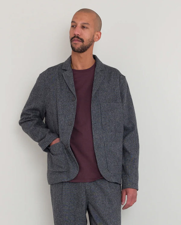 Wide fit Blazer Charcoal Wool Melange