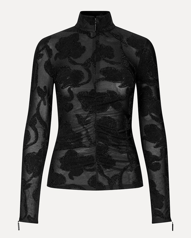 Lurex devore Top BLACK