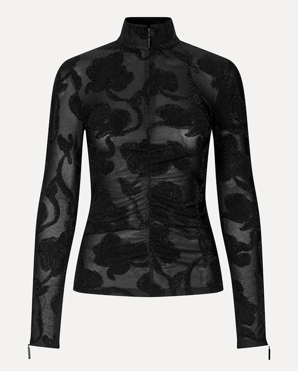 Lurex devore Top BLACK