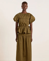 Hadley Blouse - Olive Satin